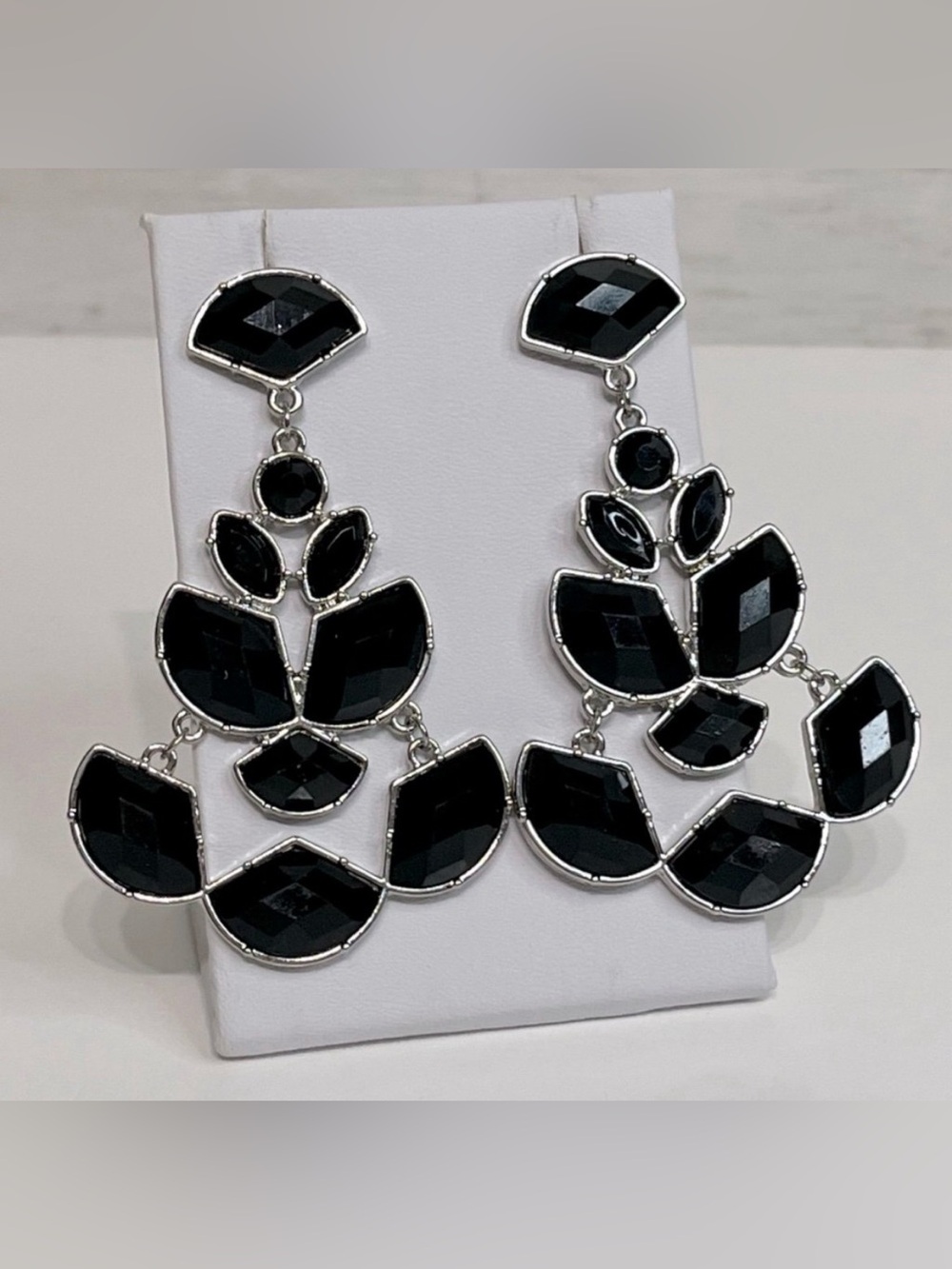 NEW “Manhattan” Onyx & Silver Chandelier Drop Earrings